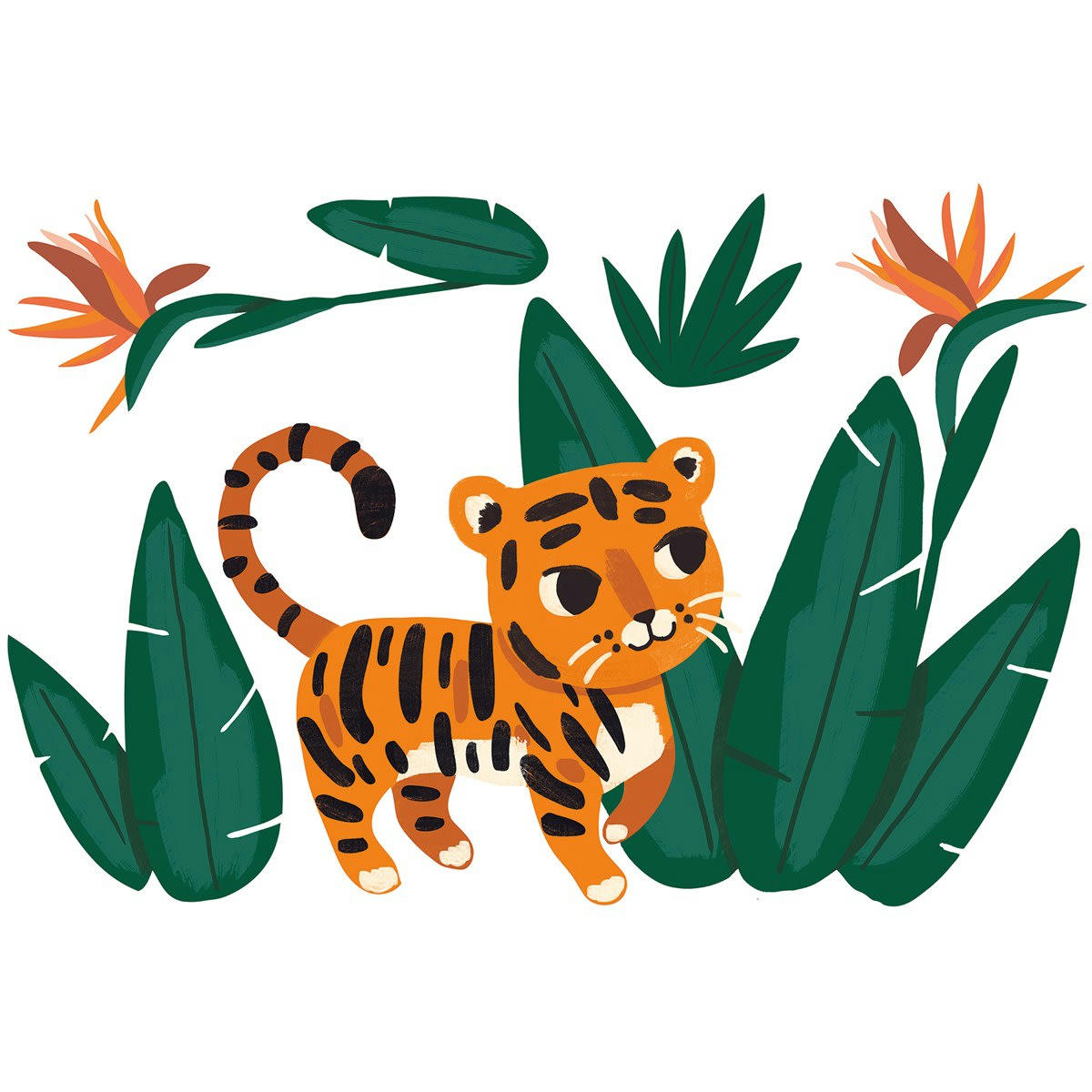 JUNGLE NIGHT - Stickers tigre, thème jungle en Vinyle mat Vert