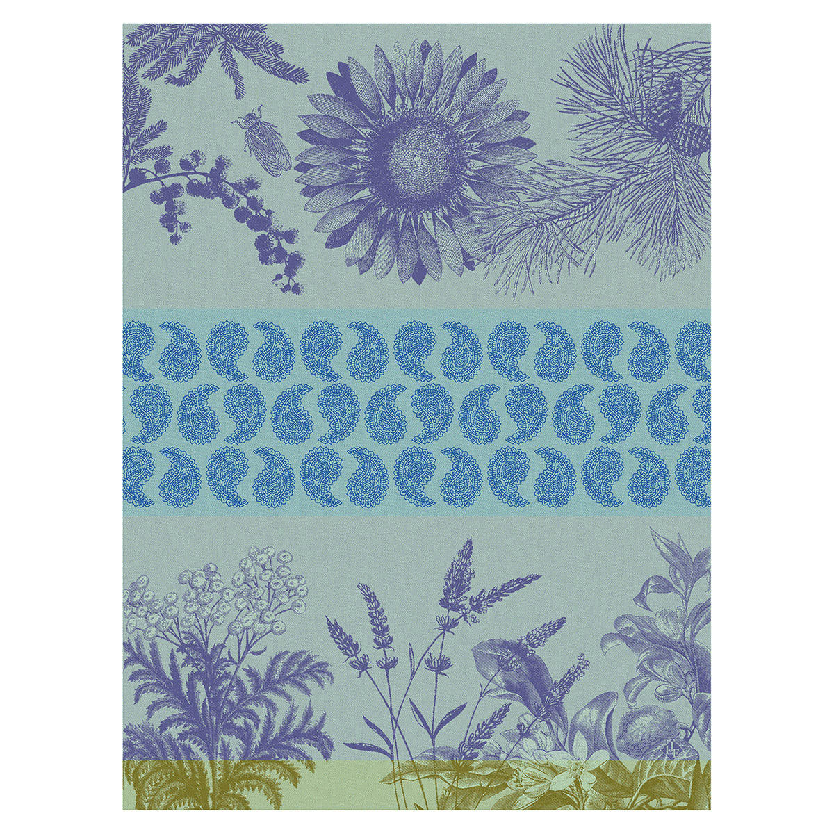 SOLEIL AU JARDIN - Torchon en coton lavande 60 x 80