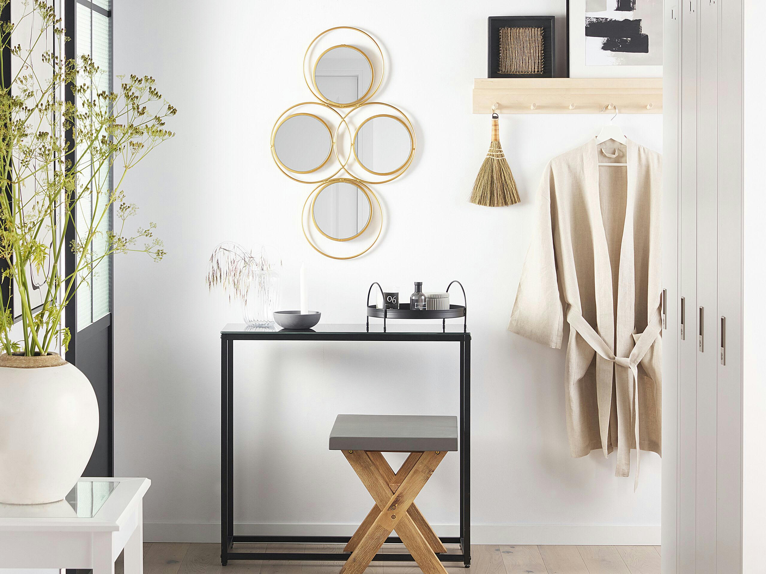 LESCAR - Miroir en métal doré 80x50