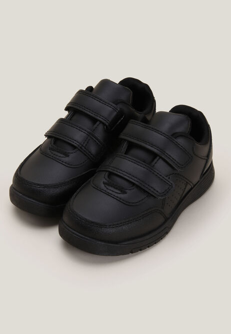 Younger Boys Black Hybrid Velcro Riptape Trainers