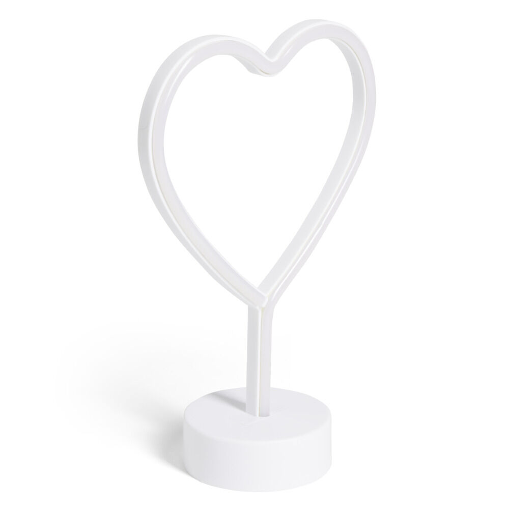 Lampe à poser d'ambiance néon rose forme coeur 20x9xH29cm