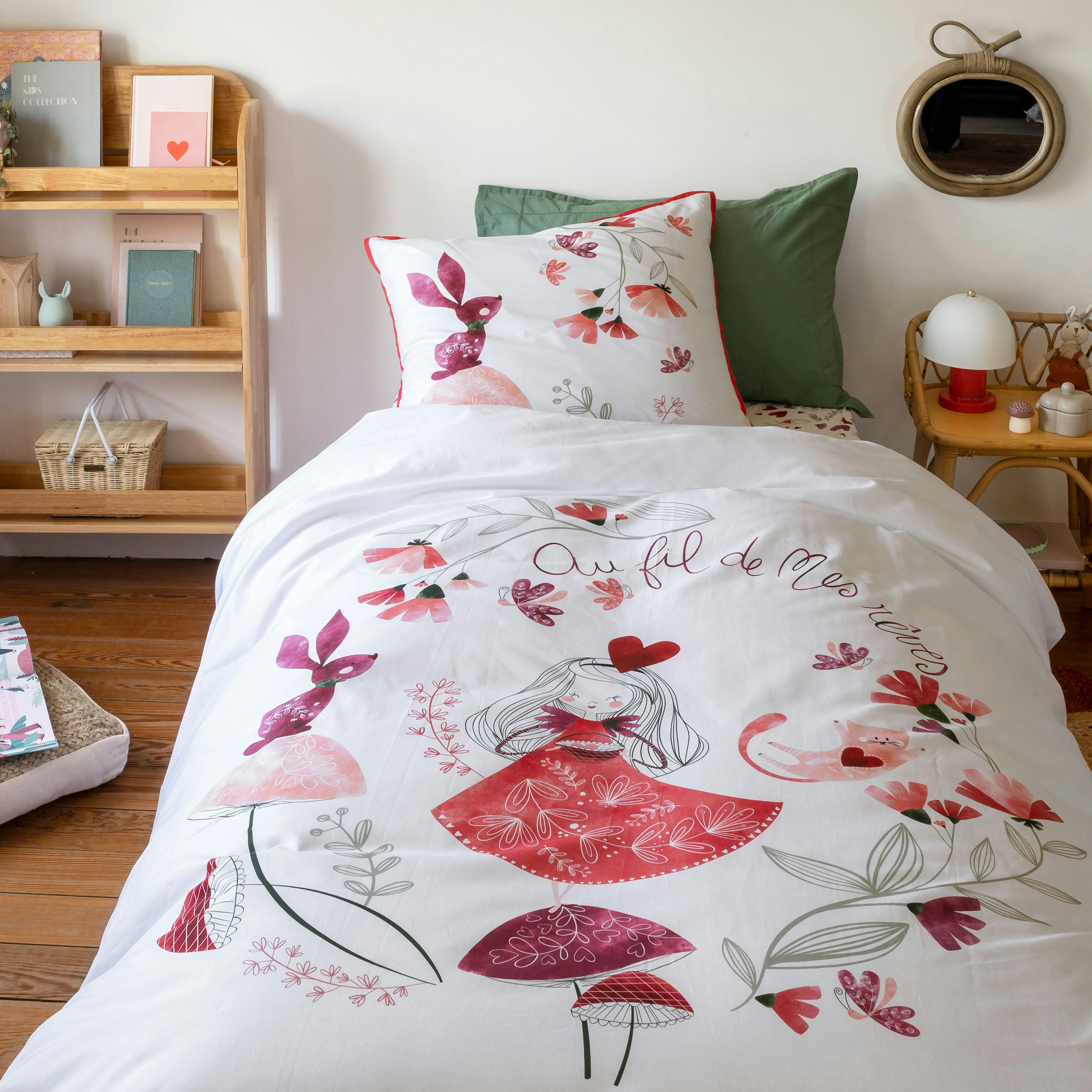 MESREVES - Housse de couette imprimé rose 240 x 220 cm