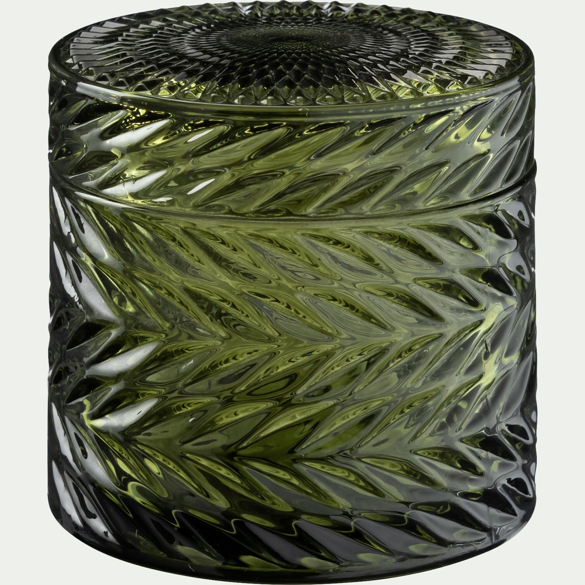 VERDA - Boite déco en verre - vert D8,8xH8,4cm