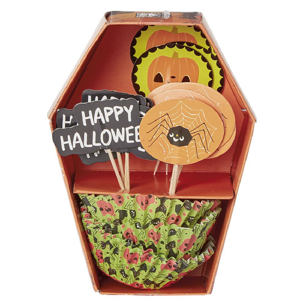 Set de caissettes à muffin   piques décor Halloween - 24 pièces