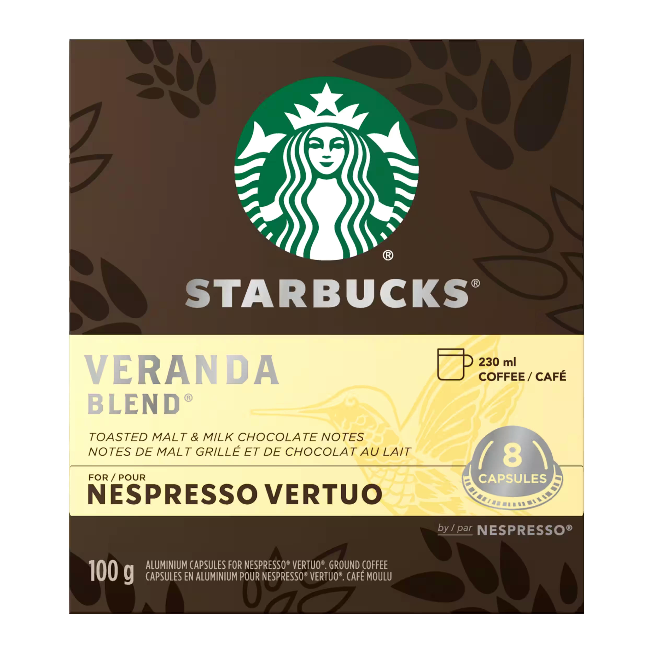 Nespresso Starbucks Vertuo Veranda Blend Coffee Capsules, 100-g, 8-pk