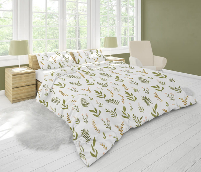 Pościel mikrofibra HARMONY 220x200 zielone listki