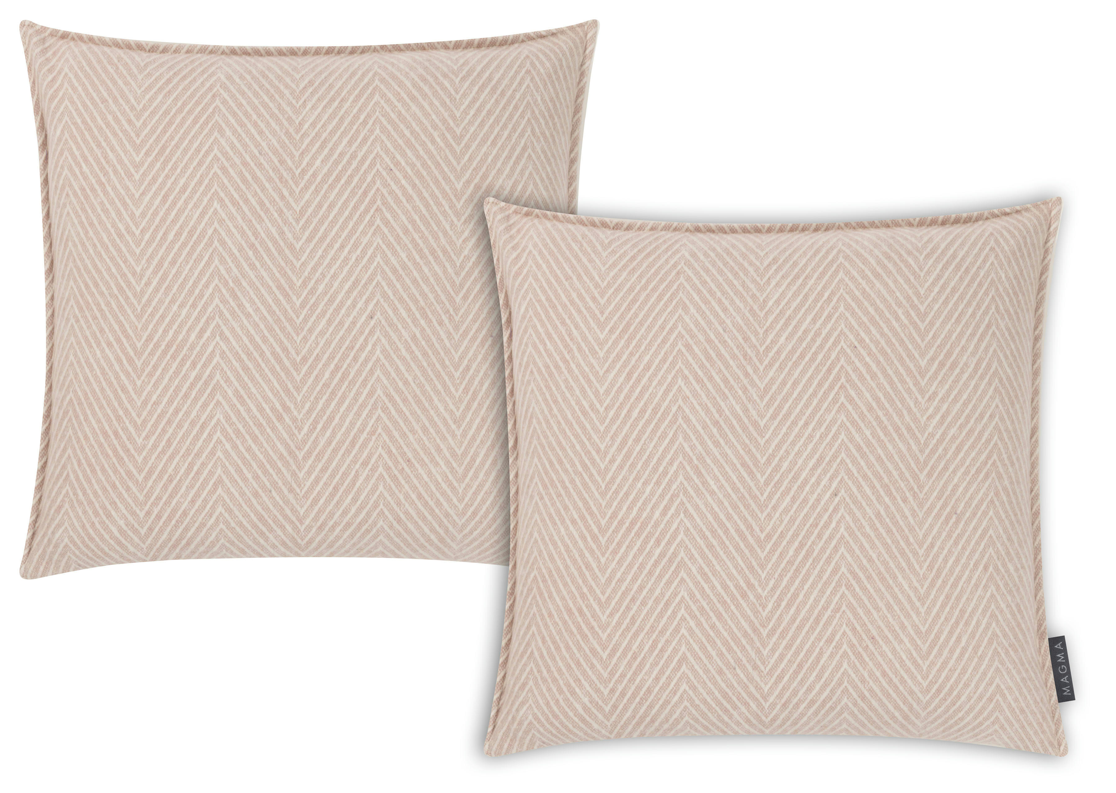MERIDA - Housses de coussin chevrons rose coton recyclé- Lot de 2 - 45x45