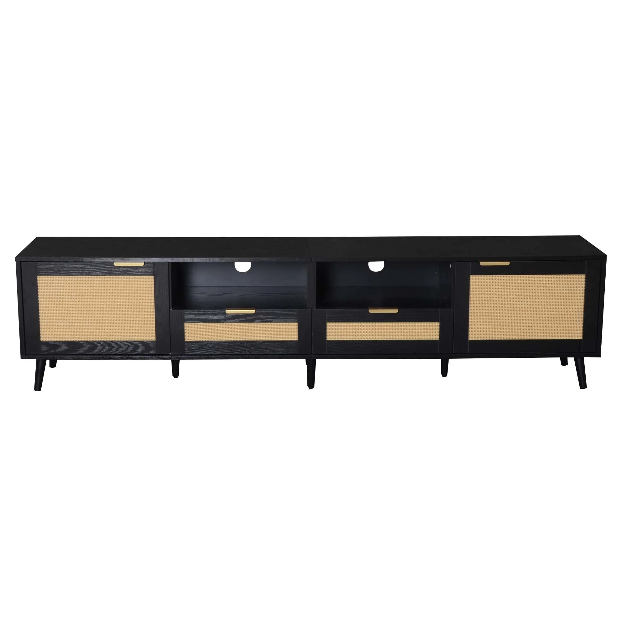 Rattan TV Stand for TVs up to 85'',Farmhouse Media Console