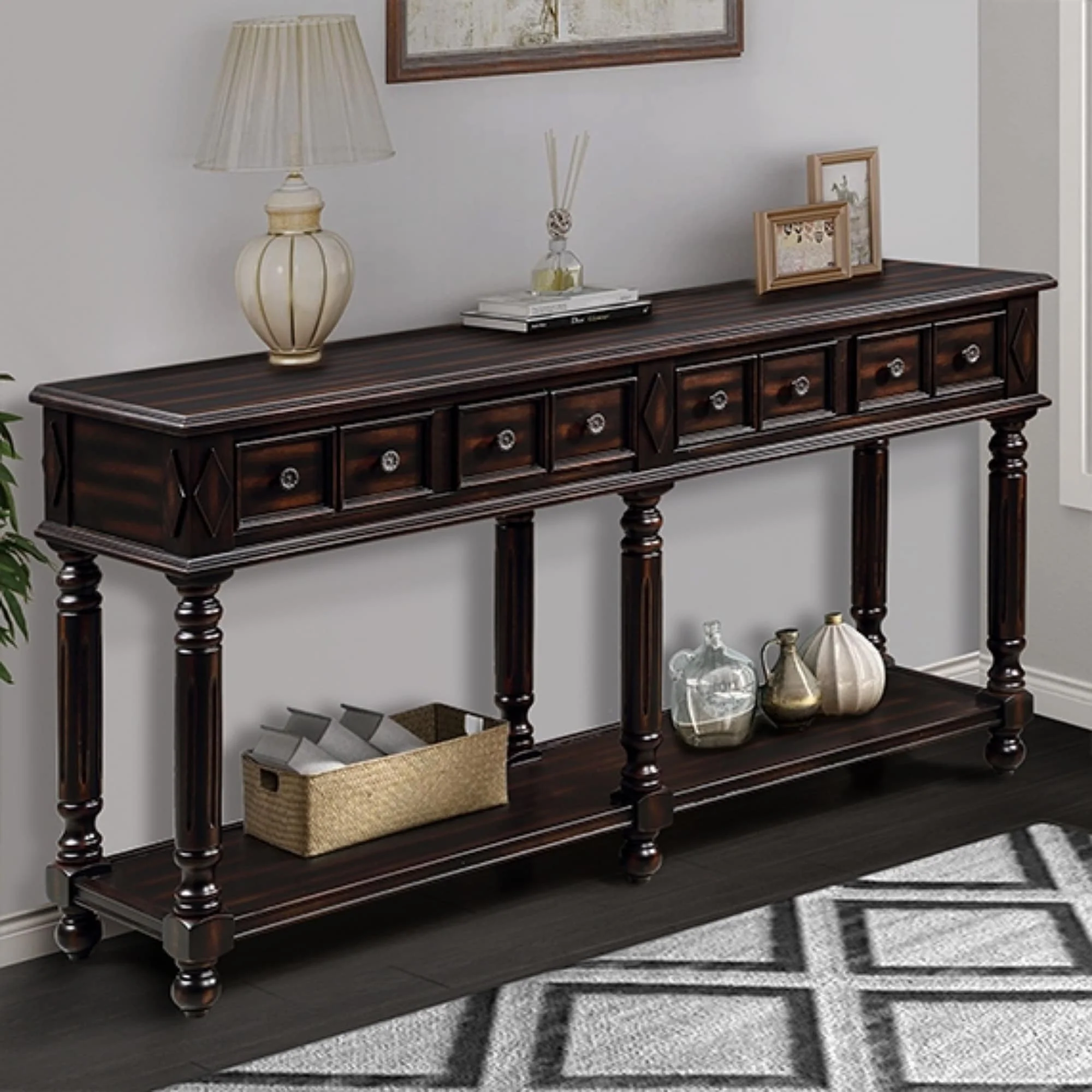 Console Table Entryway Table with 2 Drawers and Shelf