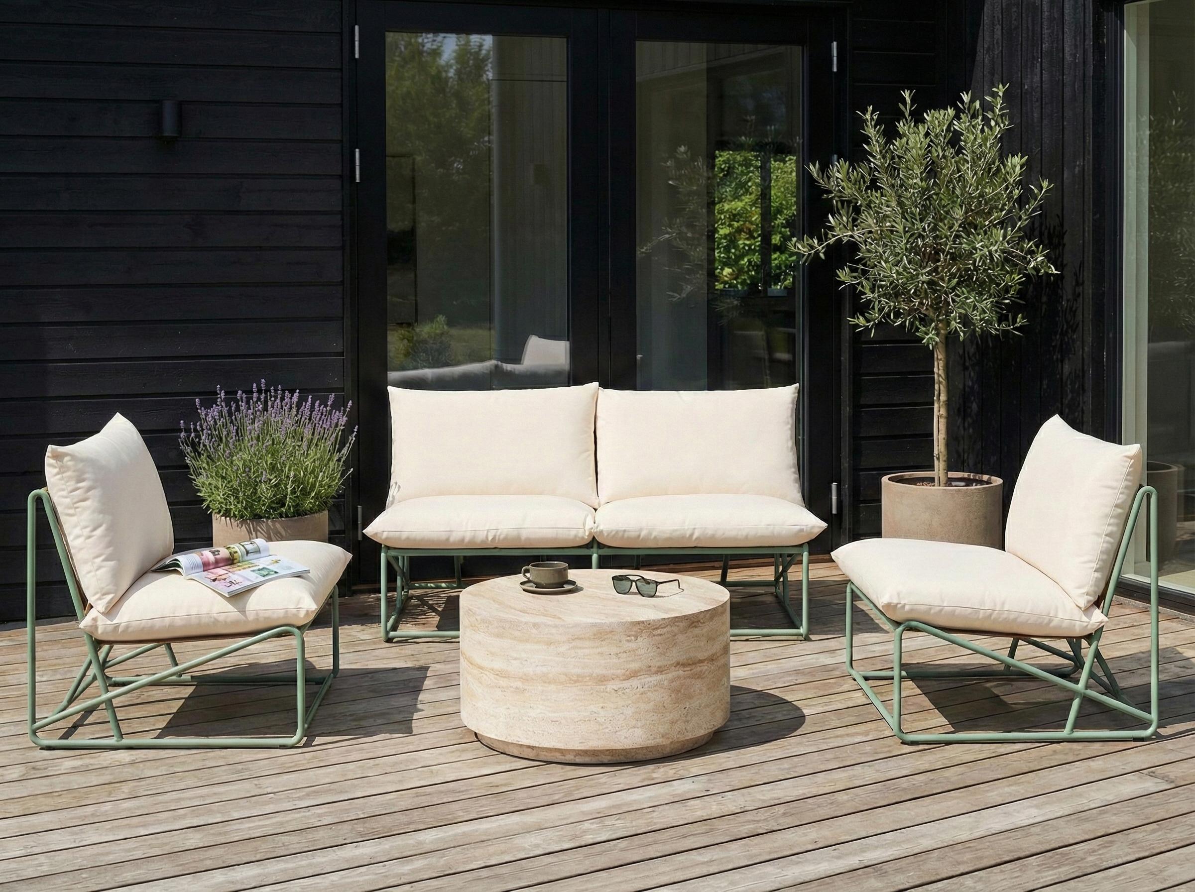 Garden Sofa Set 4 Seater PICO Metal Green
