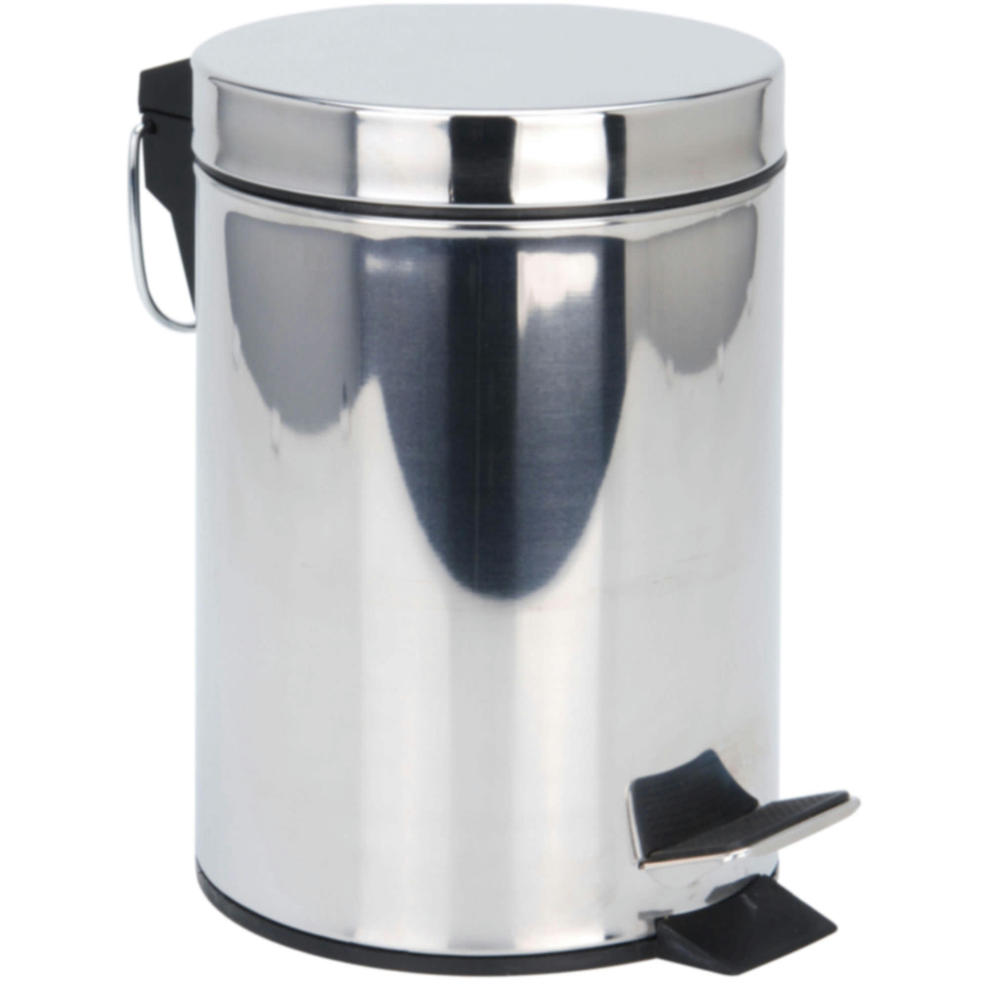 - Poubelle ronde à pédale en inox brillant - 3L