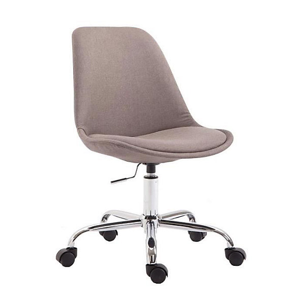 Chaise de bureau - Toulouse - Tissu - Piètement Métal chromé - Hauteur Réglable - Taupe