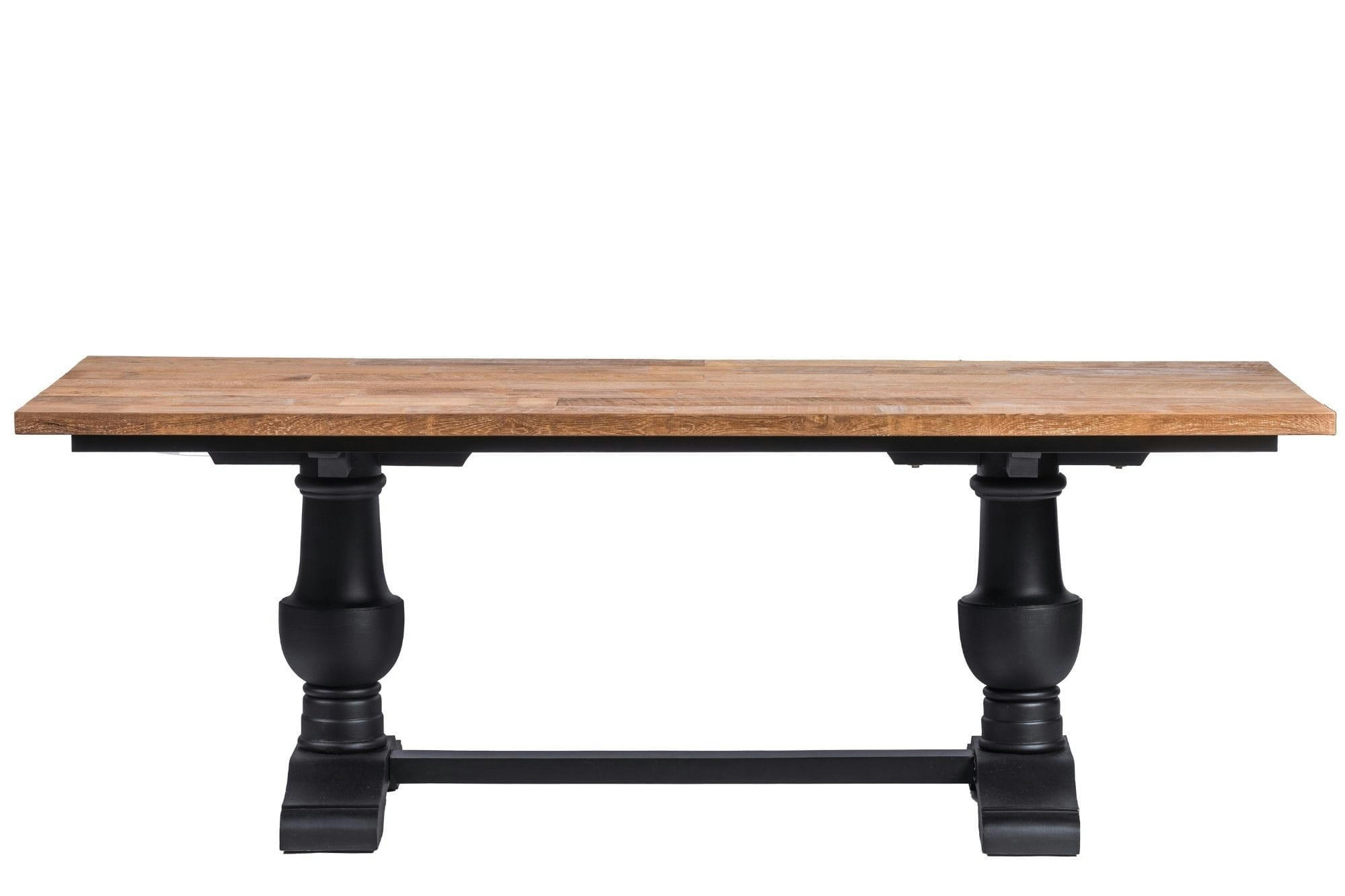 DALILA - Table à manger rectangulaire en teck piétement noir poutre L260