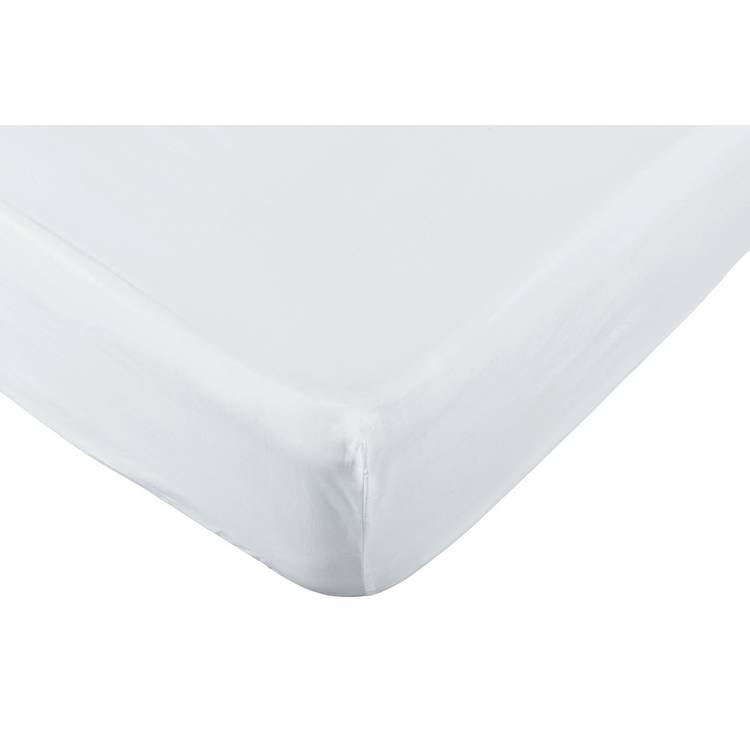 Habitat Pure Cotton 200TC White Fitted Sheet - Single