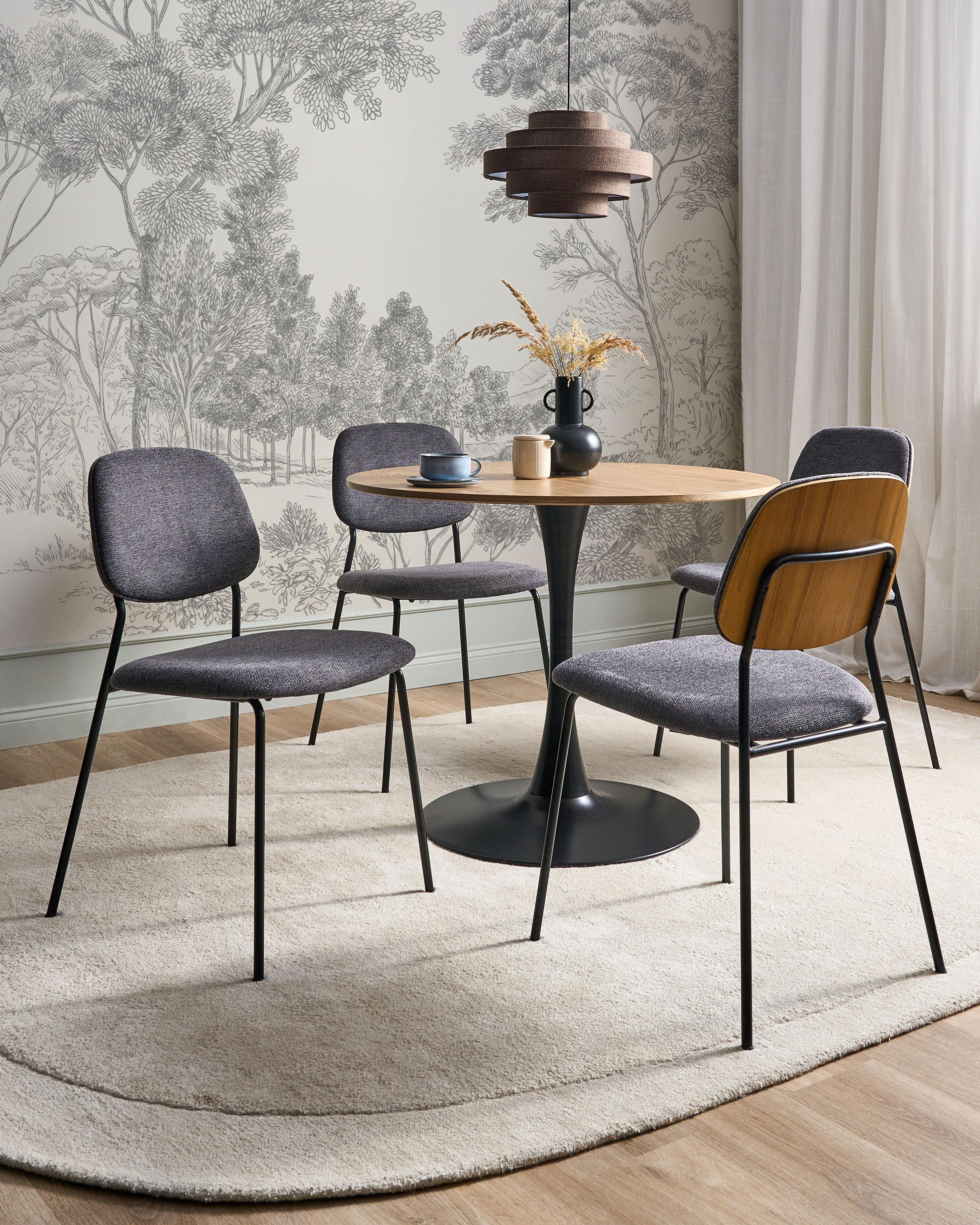 Set of 4 Dining Chairs RILEY Fabric Grey