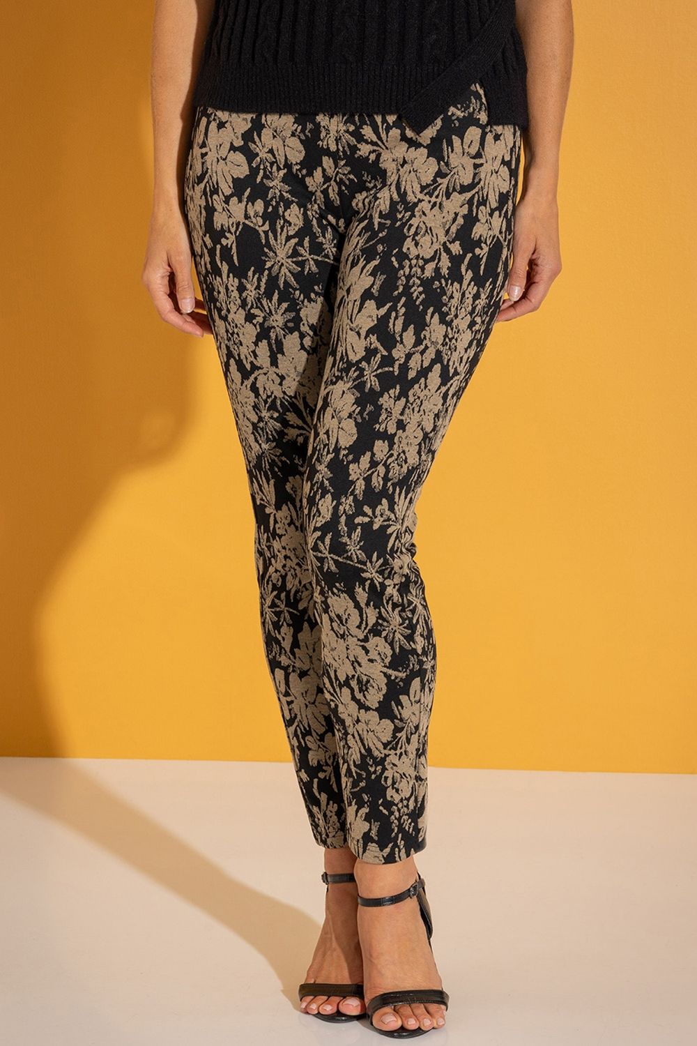 Klass. Slim Leg Pull On Floral Jacquard Trouser