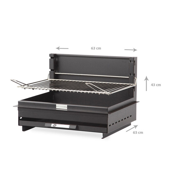 Barbecue charbon encastrable Montory acier noir - Le Marquier