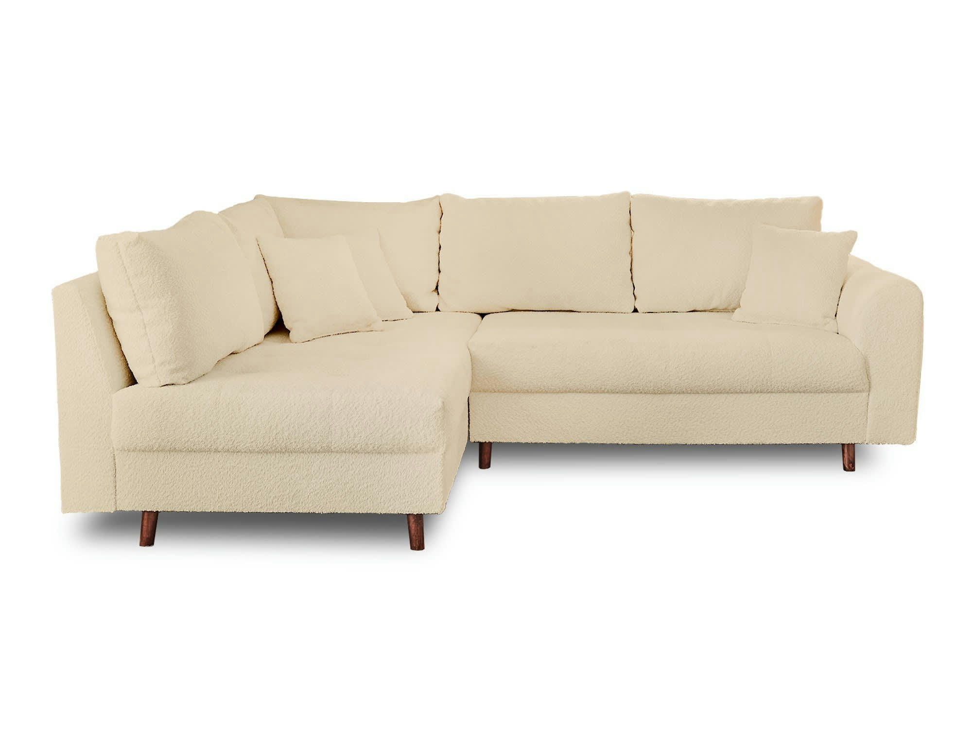 RUNE - Canapé d'angle gauche 4 places en tissu bouclette beige
