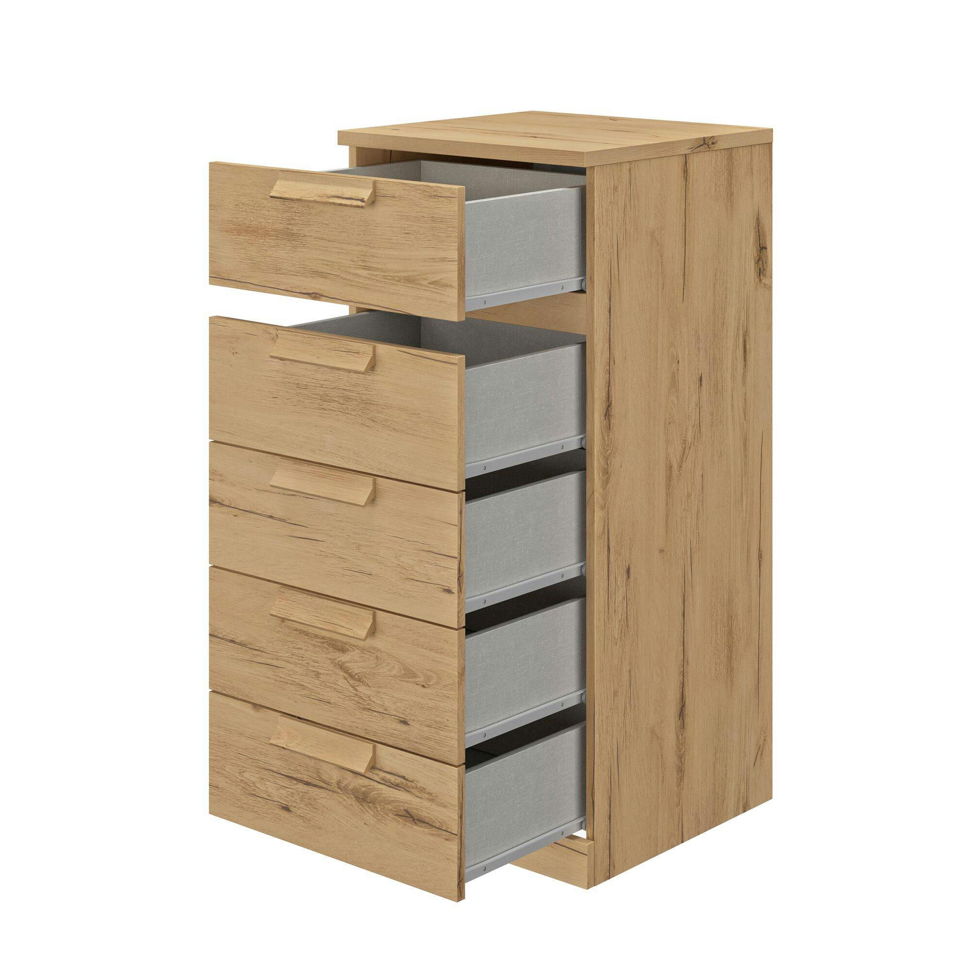 GAIA - Chiffonnier 5 tiroirs effet bois bois