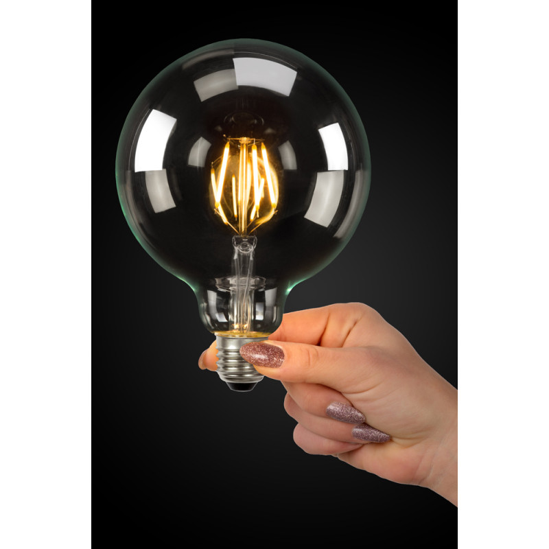 Ampoule transparente à filament LED E27 5 W Ø 12,5 cm dimmable LUCIDE