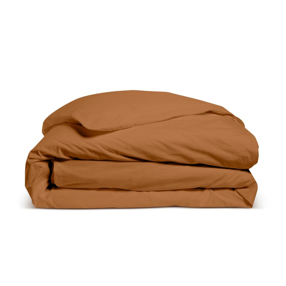 - Housse de couette unie en percale de coton terracotta 220x240cm