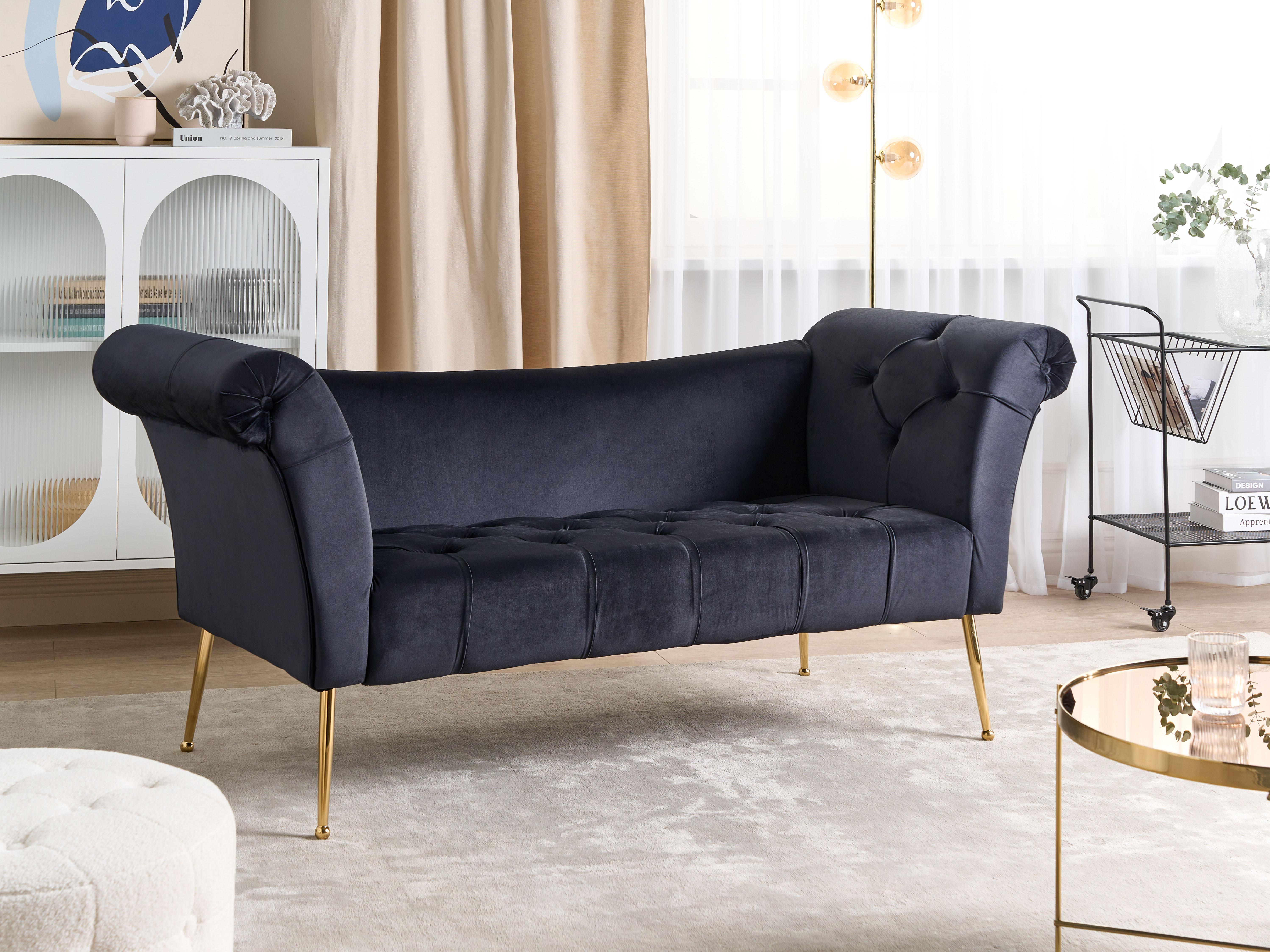 Chaise Longue NANTILLY Velvet Black