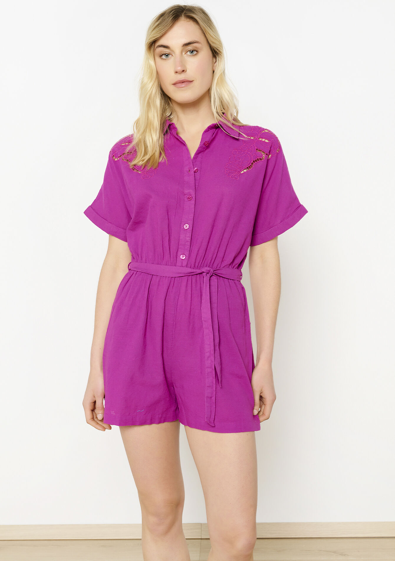 Geborduurde soepele jumpsuit