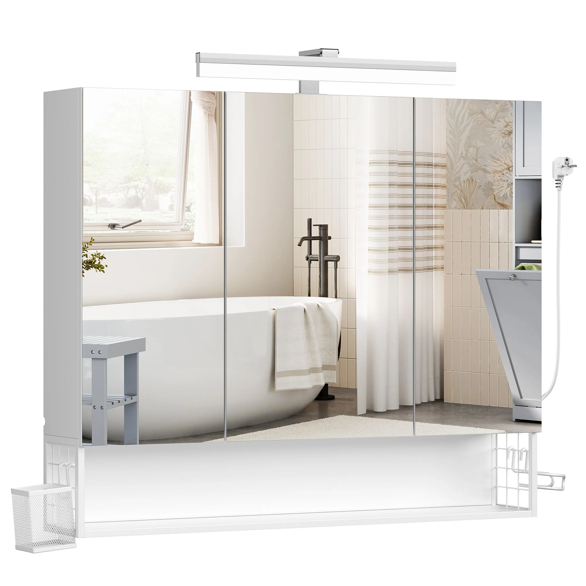 Meuble de salle de bain avec éclairage LED et multiprise