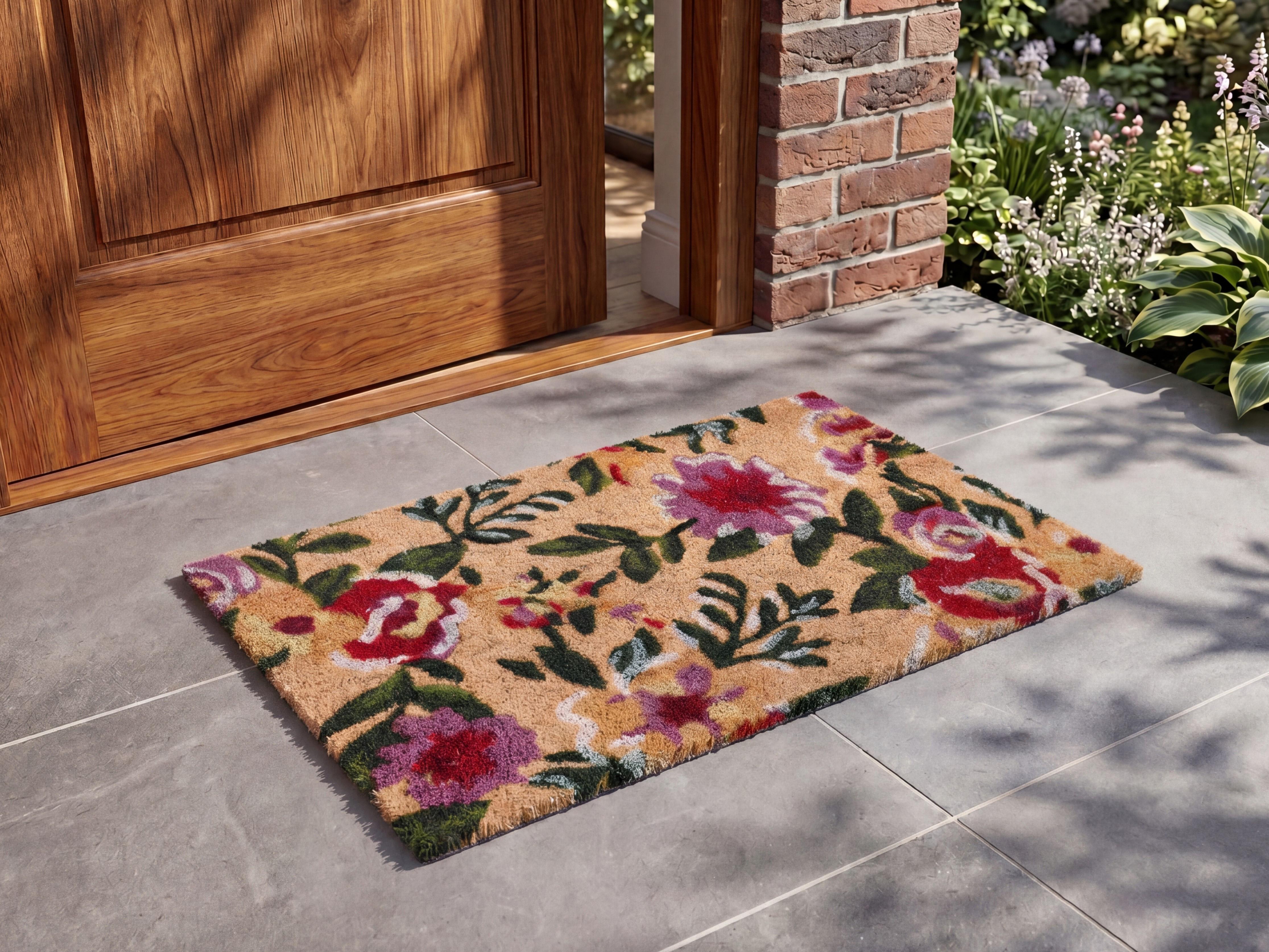 Doormat KITA Multicolour 40 x 60 cm Flower Coir