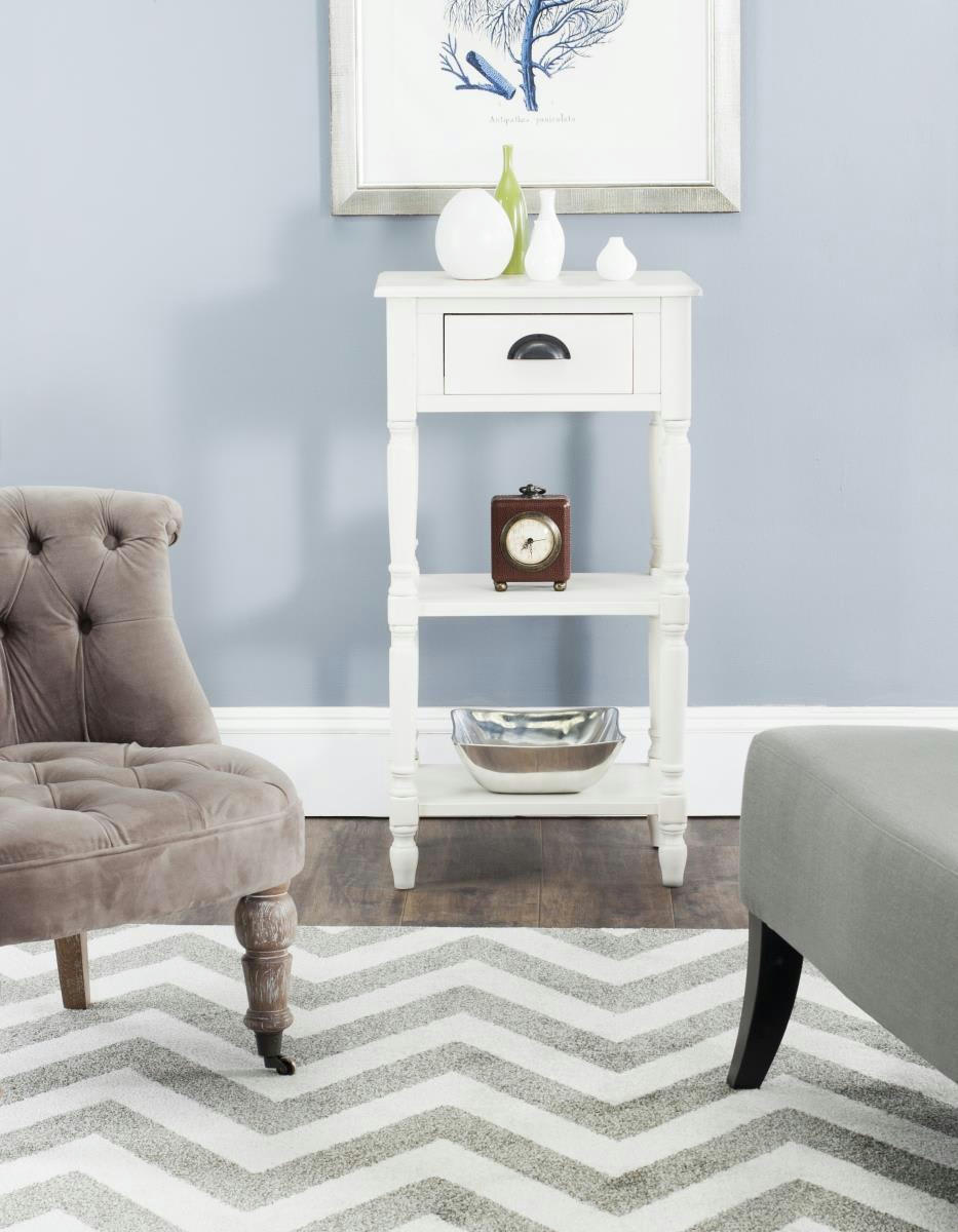 TRULA - Table d'appoint MDF en Blanc, 50 X 35 X 90 cm