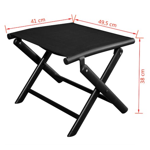 NNEVL Folding Footstool Black Aluminium and Textilene