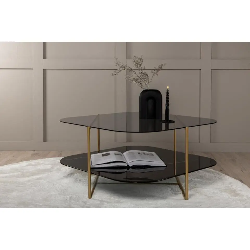 Svea - Stella salontafel - glas en marmer - zwart