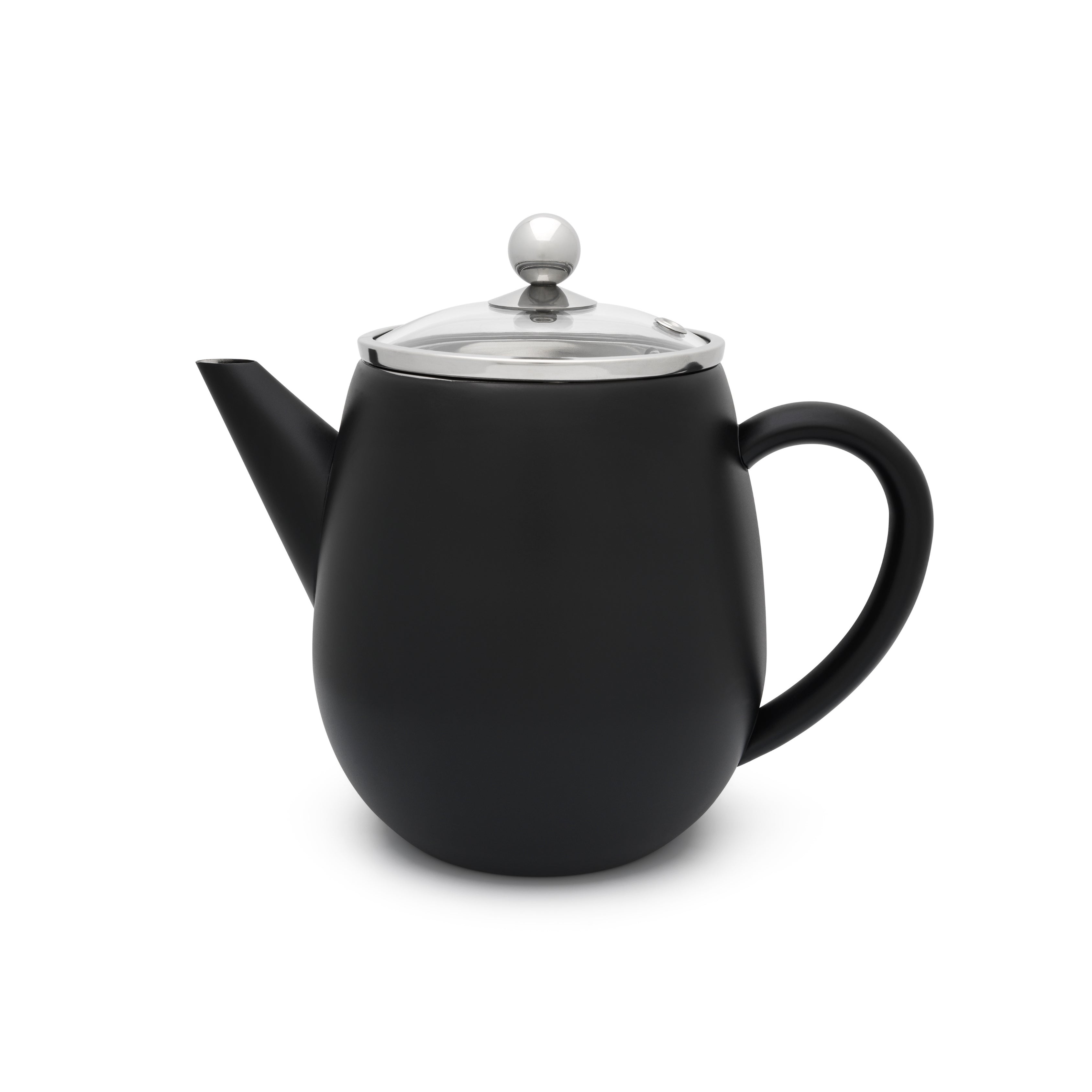 Bredemeijer - Dubbelwandige theepot Eva - 1,1 liter - Mat zwart - Met filter