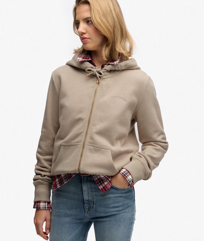 Essential Logo Zip Hoodie Half Brushed