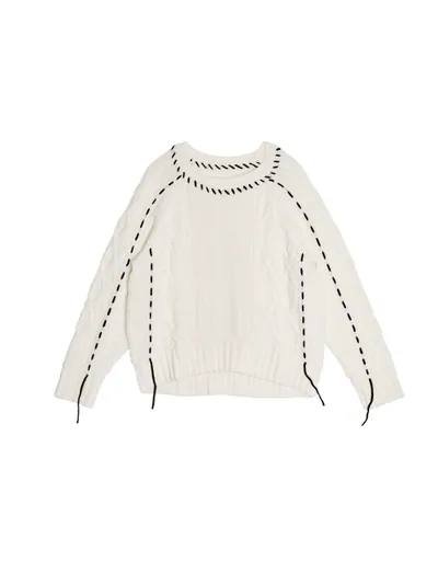 Contrast Stitch Detail Sweater - 25WDT310X
