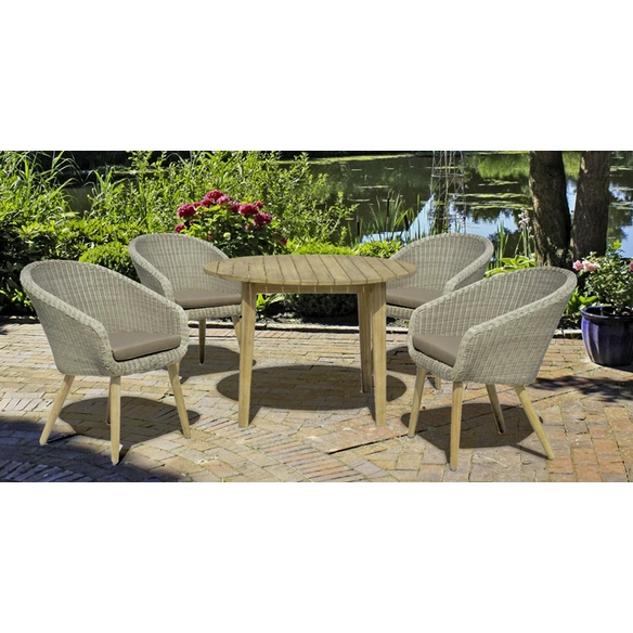 Gartenmöbelset, 4 Sitzplätze, Akazienholz/Kunststoff