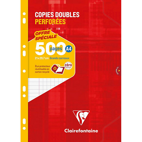 Copies doubles - Blanche - Grand carreaux - A4 - 500 feuilles - Clairefontaine