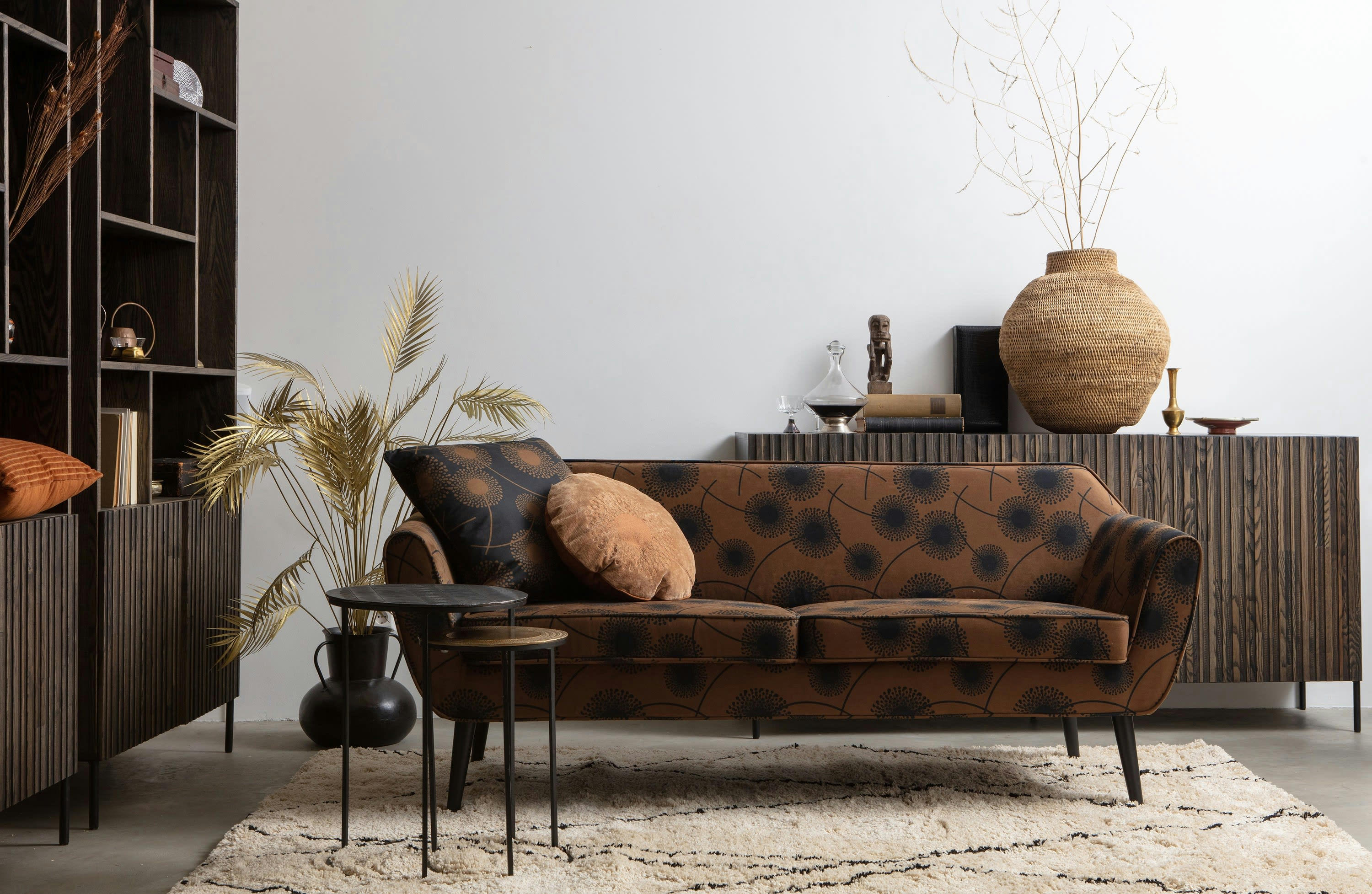 TATE - Lot de 2 tables d'appoint en métal noir et marron