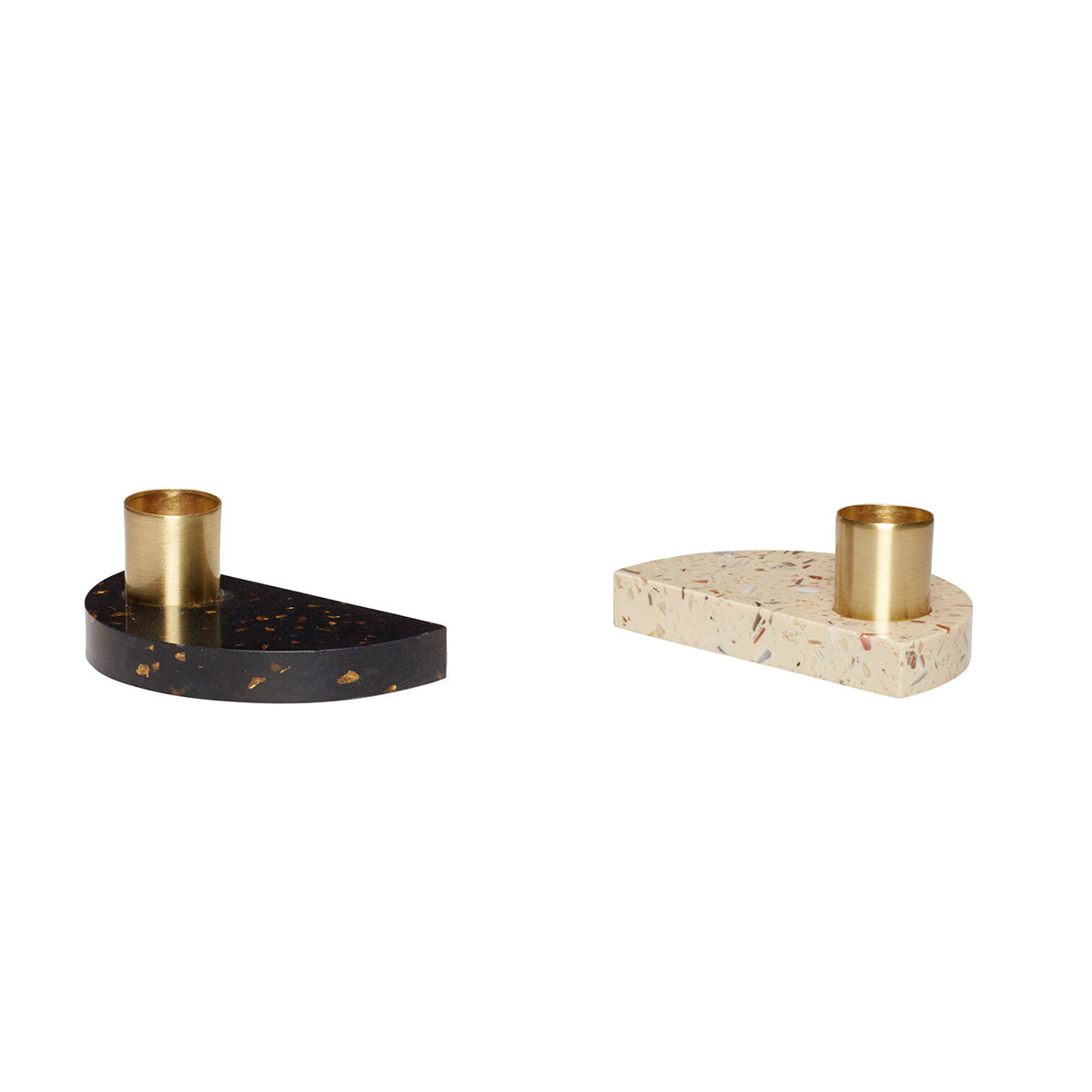 Hübsch kandelaars Crescent - ijzer/terrazzo - 10x6xh4cm
