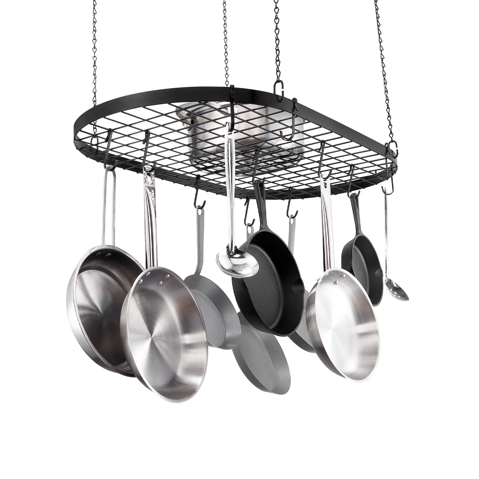Hanging Pot Rack, Hanging Pot Rack Ceiling Mount, Ceiling Pot Rack with S Hooks, 80 lbs Loading Weight, Ideal for Home