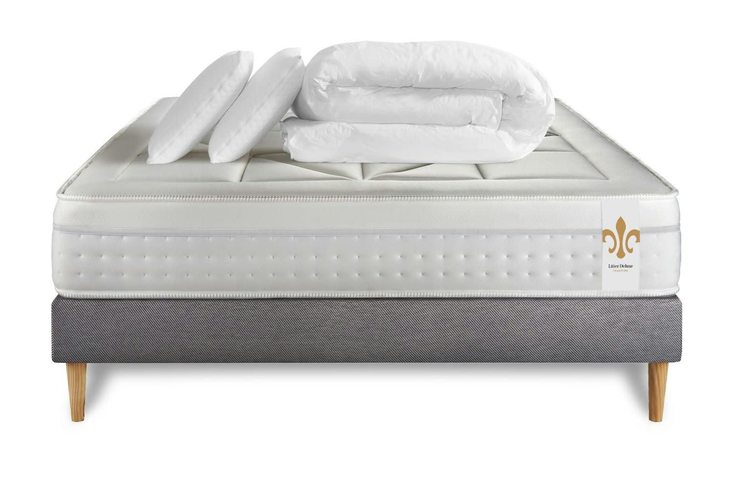 - Pack matelas sommier kit 180x200 oreiller couette