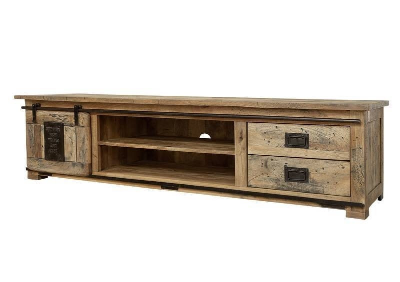 RAILWAY Szafka RTV #136 Mango woskowane   metal 200x55x50 cm