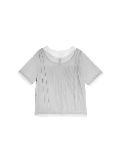 Striped Mesh Top - 26SRT019D