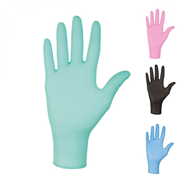 Boite de 100 gants en nitrile jetables - non poudrés - Taille L - Vert - Vivezen