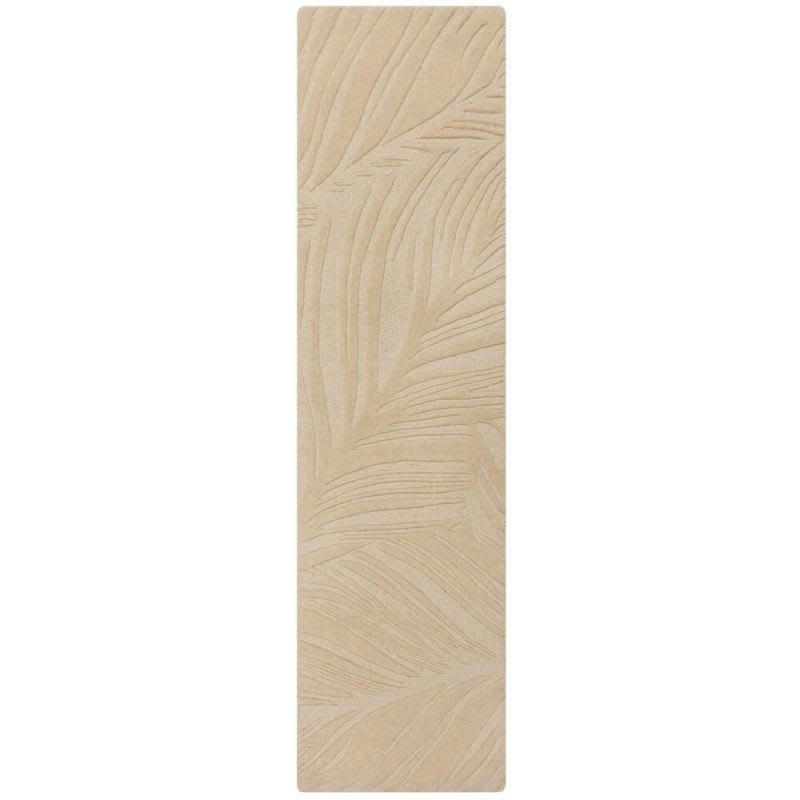 LEAF - Tapis de salon à reliefs en laine beige lino 60 x 230