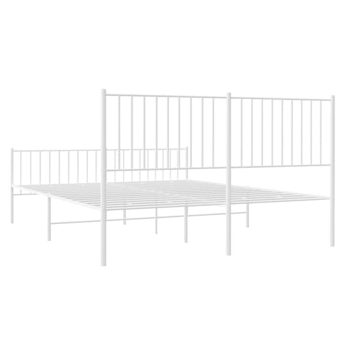 NNEVL Metal Bed Frame with Headboard and Footboard White 153x203 cm Queen