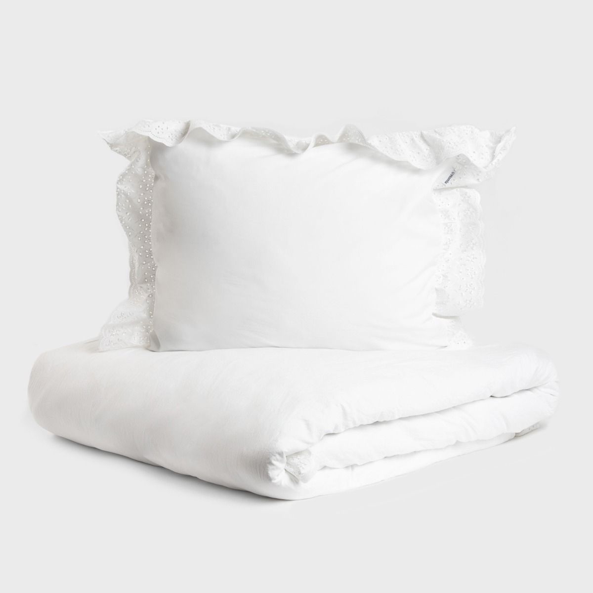 Pościel MORAIN z pranej mikrofibry biała z koronką 140x200   1*50x60 cm