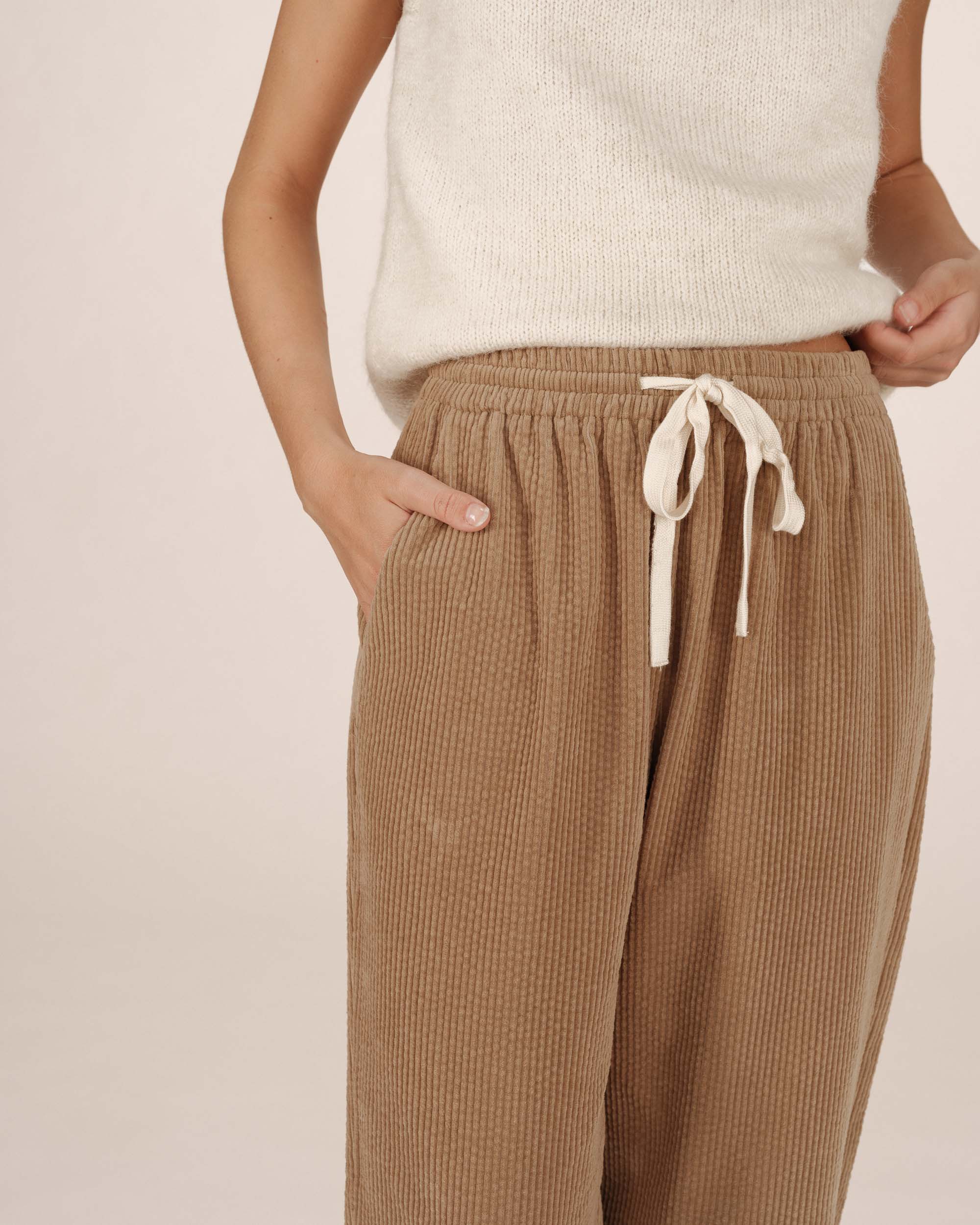 Pantalon large velours greige Liberty