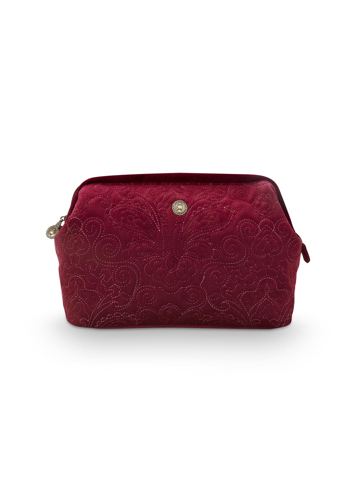 Pip Studio - Cooper Make up tasje - Velvet Quiltey Days - Rood - 13.8 x 20.7 x 30 cm