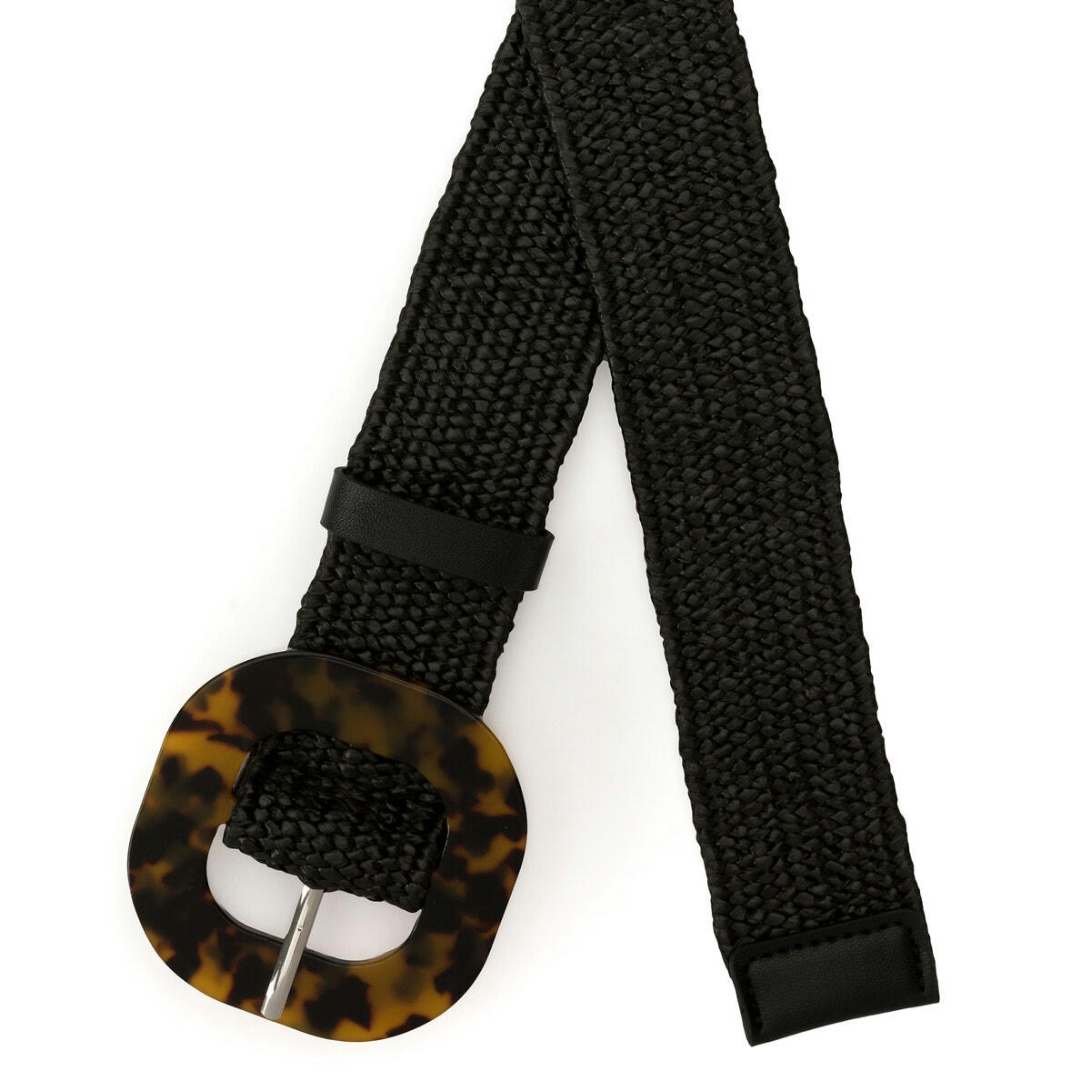 Ceinture large en raphia, boucle écaille